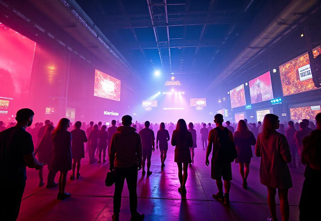 Corporate brand activation at electronic music festival with interactive installations and experiential marketing