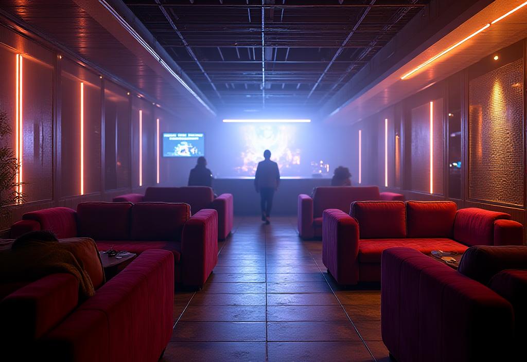 Exclusive VIP lounge at electronic music festival with luxury amenities and private viewing areas